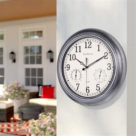 August Grove® Large Outdoor Clock, Waterproof Outside Clock With Temperature & Humidity Gauge ...