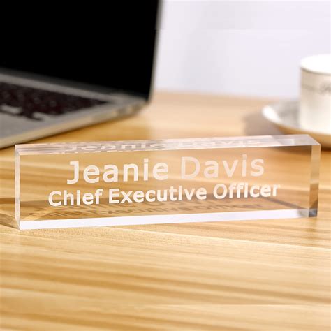 Buy Personalized Acrylic Desk Name Plate 2" x 8" Custom Engraved Clear Acrylic Office Desk ...