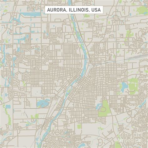 Aurora Illinois US City Street Map Digital Art by Frank Ramspott - Pixels