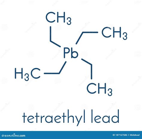 Tetraethyllead Gasoline Octane Booster Molecule. Neurotoxic Organolead Compound. Skeletal ...