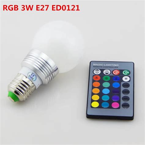 AC85 265V E27 RGB LED Bulb 3W rgb led lamp with remote control multiple ...