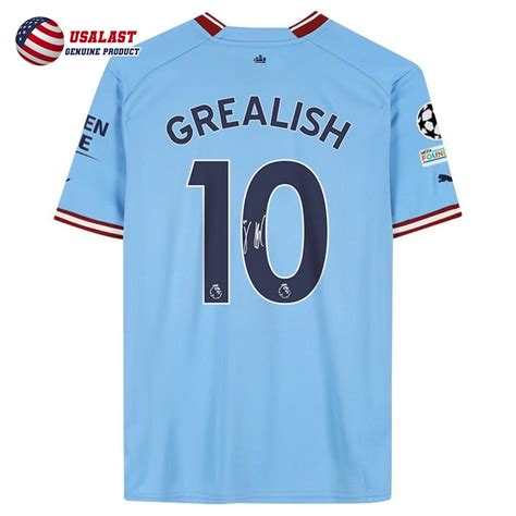 Jack Grealish 10 Manchester City Photos And Sign 2022-23 Home Jersey