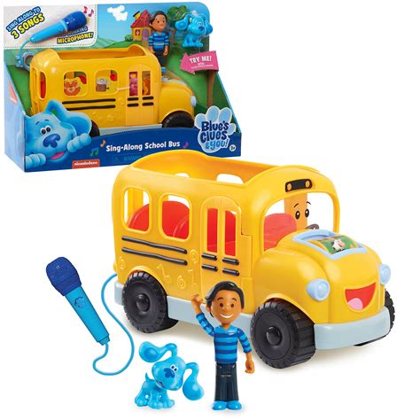 Buy Blue's Clues & You! Sing-Along School Bus with Josh and Blue Figures, Includes Microphone ...