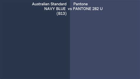 Australian Standard NAVY BLUE (B13) vs Pantone 282 U side by side comparison