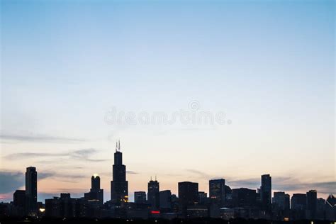 Beautiful Chicago Skyline at Sunrise, Backlit Stock Image - Image of ...