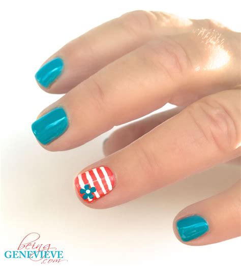 Ocean Flower | Step-by-step tutorial on how to create this cute and simple flower nail art ...