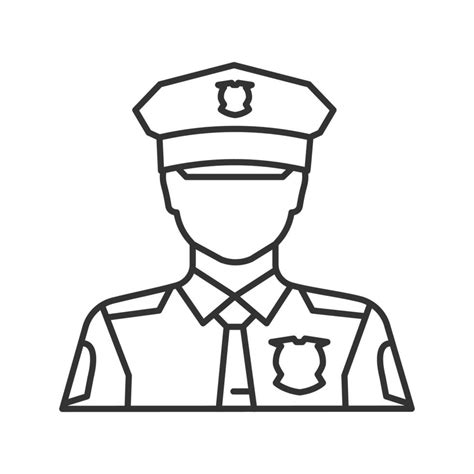 Policeman linear icon. Police officer. Thin line illustration. Contour ...