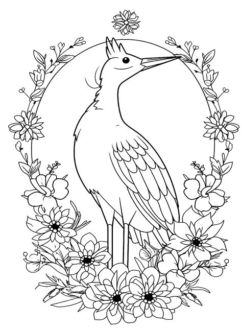 Crane Bird Dancing Coloring Pages - Free Printable Coloring Pages