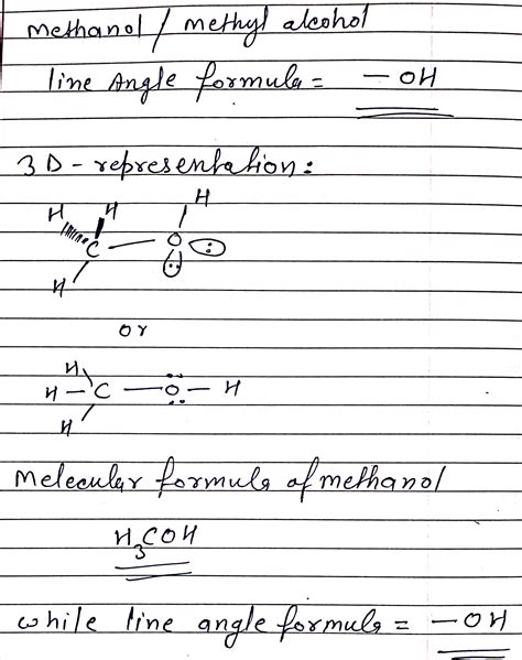 [Solved] methyl alcohol/ methanol Line-Angle Formula | Course Hero