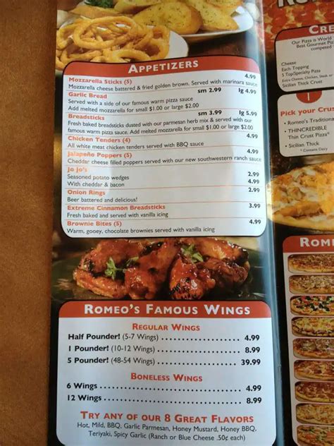 Romeo's Pizza Menu, Menu for Romeo's Pizza, Highland Heights/Mayfield Heights, Cleveland ...