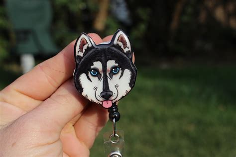 Husky Badge Reel Id holder Gift Husky lovers for Nurse's | Etsy