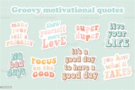 Groovy Motivational Quotes Stock Illustration - Download Image Now ...