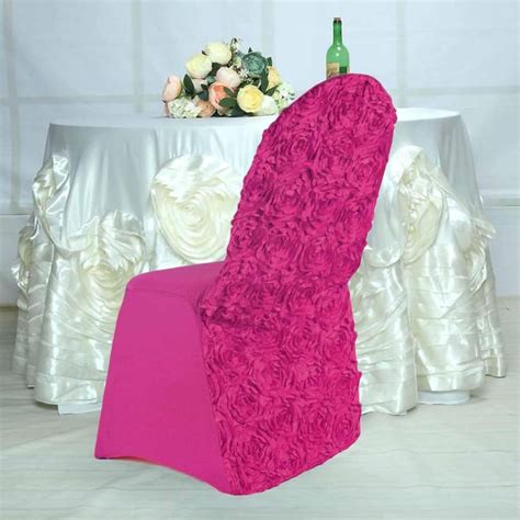 Fushia Satin Rosette Stretch Banquet Spandex Chair Cover | Spandex chair covers, Chair covers ...