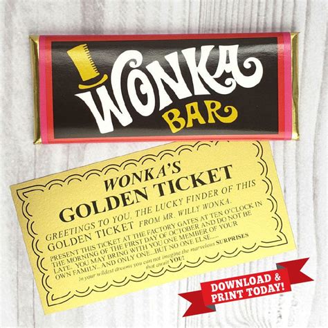 Wonka Bar Golden Ticket Template