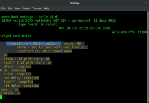 Forth | Alternative languages for programming the SAMD51 boards ...