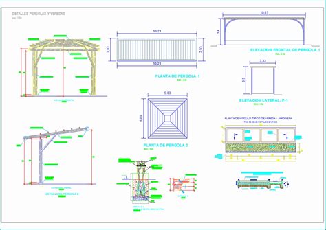 Wooden pergola in AutoCAD | Download CAD free (659.44 KB) | Bibliocad