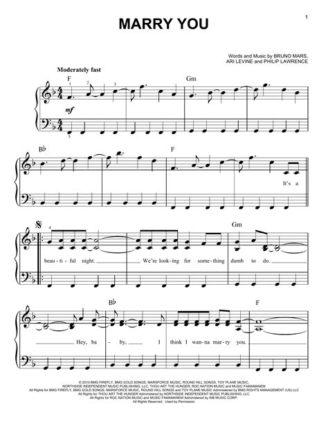 Marry You sheet music by Bruno Mars (Easy Piano – 80513)