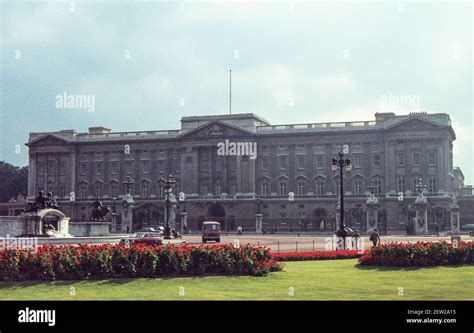 1974 London - Buckingham Palace London Buckingham Palace exterior from the Memorial Beds ...