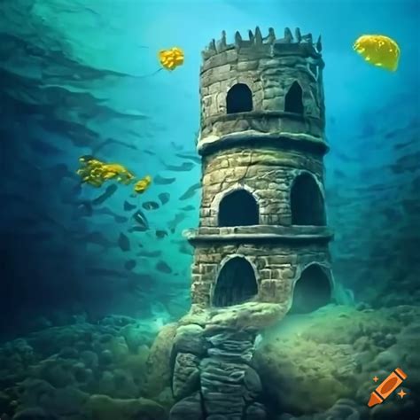 Underwater medieval defensive tower
