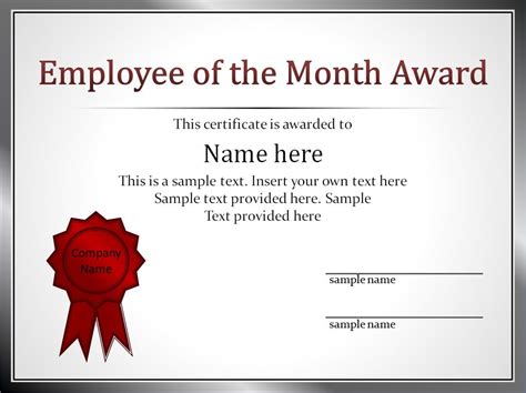 employee award certificate template free templates design the month | Employee awards ...