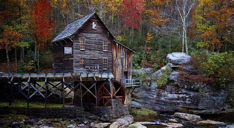 Old Mill, grist mill, rocks, autumn, water, beauty, nature, park, trees, HD wallpaper | Peakpx