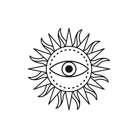 Sun icons. Sun tattoo vector. Sun with eye design illustration. Sun ...