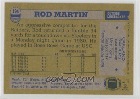 1982 Topps - [Base] #194 - Rod Martin