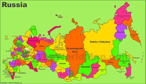 Administrative divisions map of Russia - Ontheworldmap.com