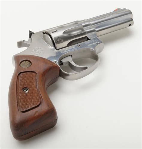 Taurus .22 Magnum double action stainless steel revolver with 3” barrel, serial number MB69689. The