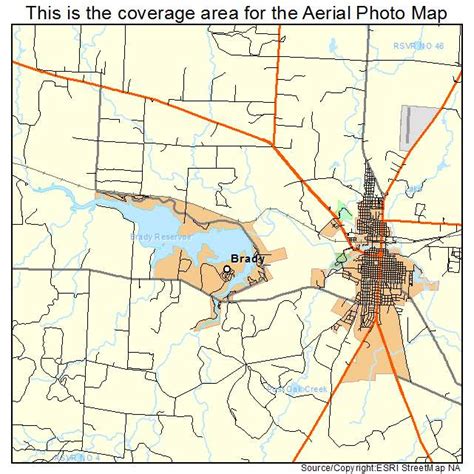 Aerial Photography Map of Brady, TX Texas