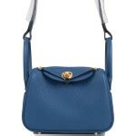 HERMÈS | DEEP BLUE MINI LINDY OF CLEMENCE LEATHER WITH GOLD HARDWARE | Handbags & Accessories ...
