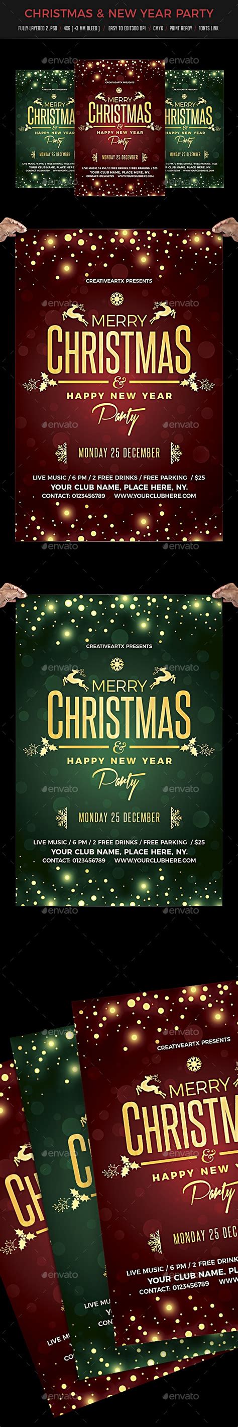 Christmas & New Year Party Flyer by creativeartx | GraphicRiver