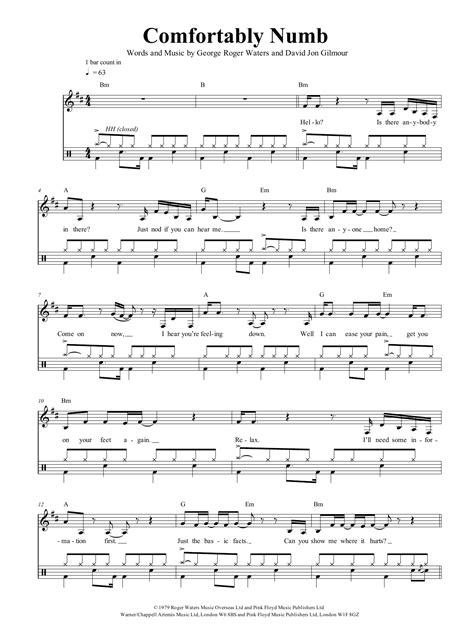 Comfortably Numb by Pink Floyd Sheet Music for Drums at Sheet Music Direct