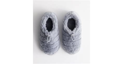 Grey Faux Fur Fluffy Slippers | New Look