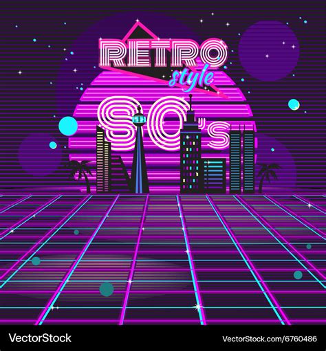 Retro style 80s disco design neon Royalty Free Vector Image