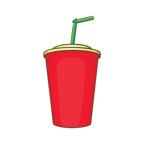 Plastic cup with straw icon, cartoon style 14455360 Vector Art at Vecteezy