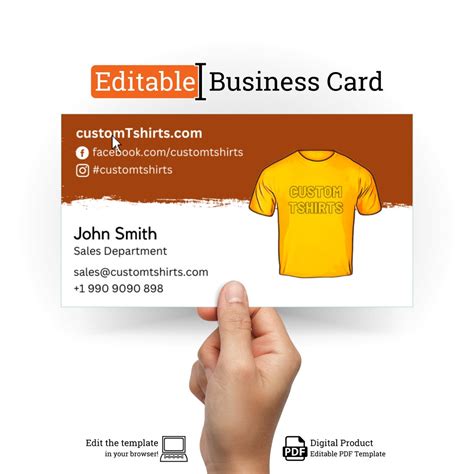 T-shirt Business Cards DIY Template Print Custom Logo Text - Etsy