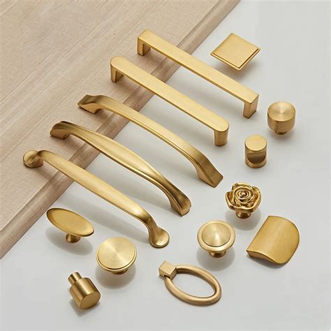 Various styles/Gold Solid Brass Cabinet Knobs and Handles Drawer Furnitures Cupboard Wardrobe ...