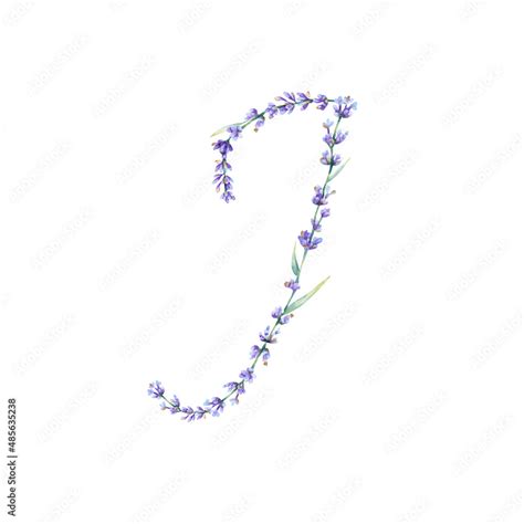 Floral Letter J. Watercolor hand drawn alphabet letter with botanical ...