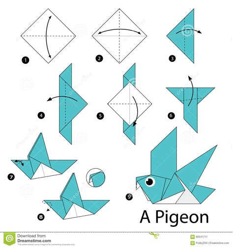 Step By Step Instructions How To Make Origami A Bird. Stock ... Origami ...