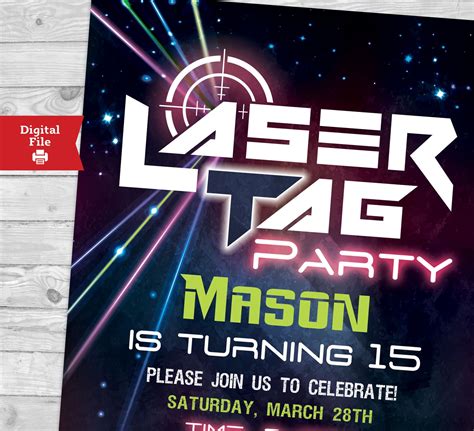 Laser tag Birthday party invitation Laser Party Invitation | Etsy