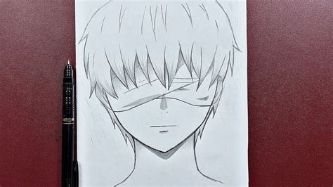 Easy anime sketch | how to draw a blind anime boy easy step-by-step ...