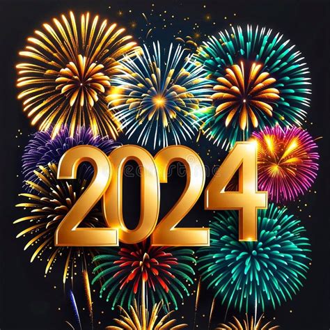 Happy New Year 2024 with Various Colors of Fireworks. Stock Photo - Image of fireworks, number ...