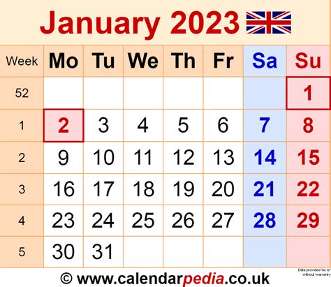 Wiki Calendar January 2023 - Printable Template Calendar