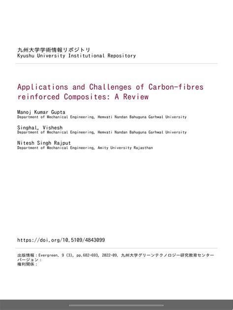 Applications and Challenges of Carbon-fibres reinforced Composites | PDF | Composite Material ...