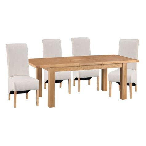 ScS Living Cruz 1.7m Extending Dining Table & 4 Plain Scroll Back ...