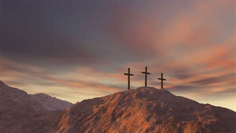 Calvary Hill Outside Ancient Jerusalem Where Jesus Christ Was Crucified. Dark Sky And Rays Of ...