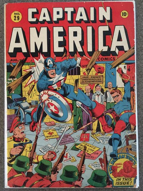 RARE 1942 TIMELY GOLDEN AGE CAPTAIN AMERICA #29 SCHOMBURG COVER ART HUMAN TORCH -- Antique Price ...