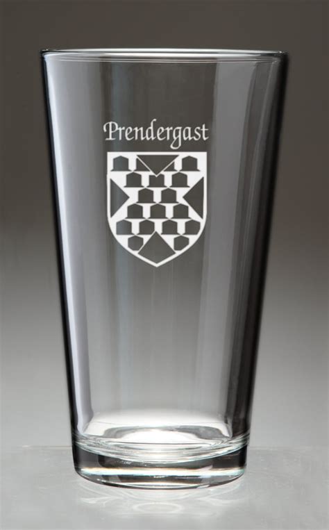 Prendergast Irish Coat of Arms Pint Glasses - Set of 4 (Sand Etched ...