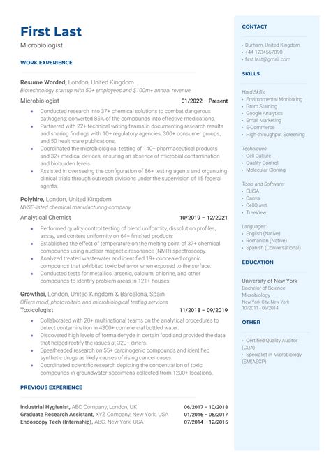 2 Microbiologist Resume Examples for 2024 | Resume Worded